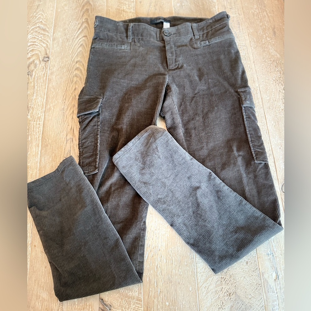 MaxMara Weekend Women’s Narrow Leg Brown Corduroy Cargo Pants 8